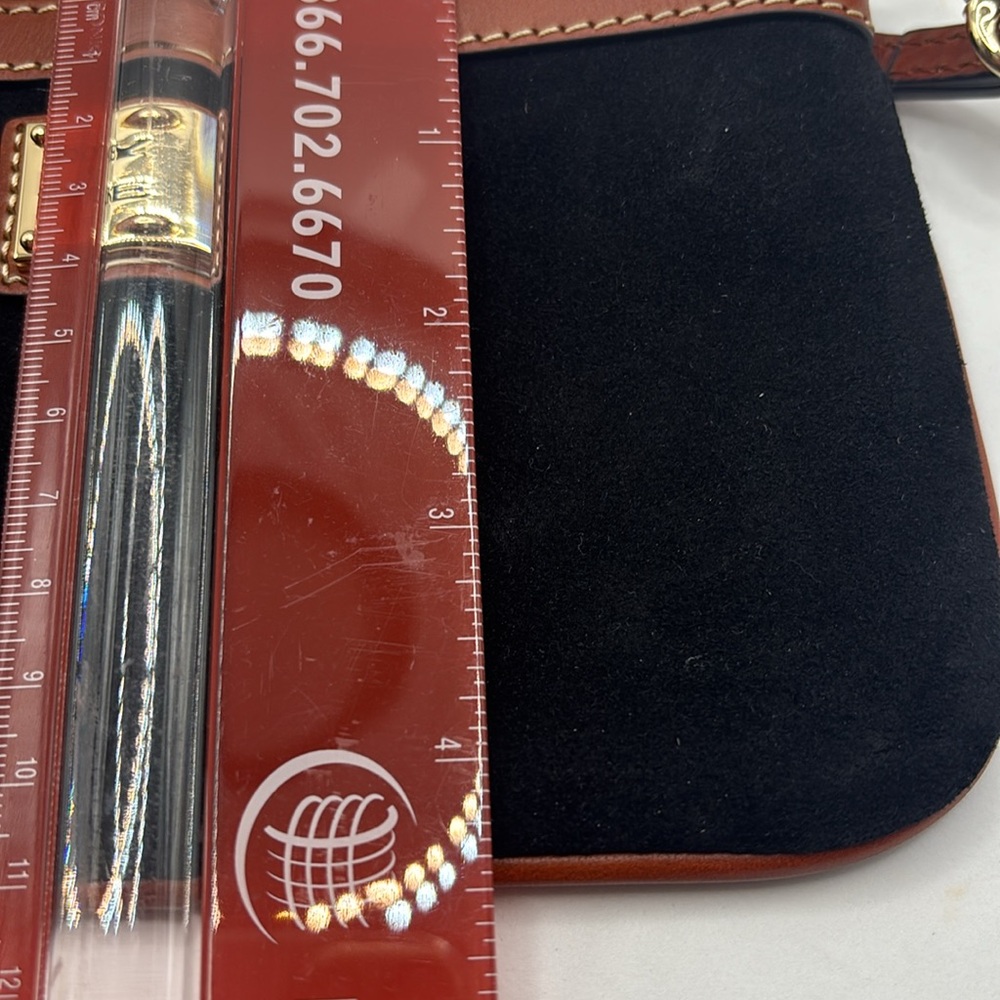 Dooney & Bourke black & tan Suede Large Slim Wristlet with side interior pocket - Picture 9 of 10